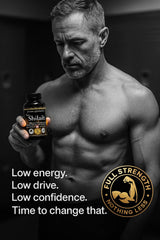 Label close-up of Greystone Tea Shilajit Ultra Gold showing purity and GMP quality.