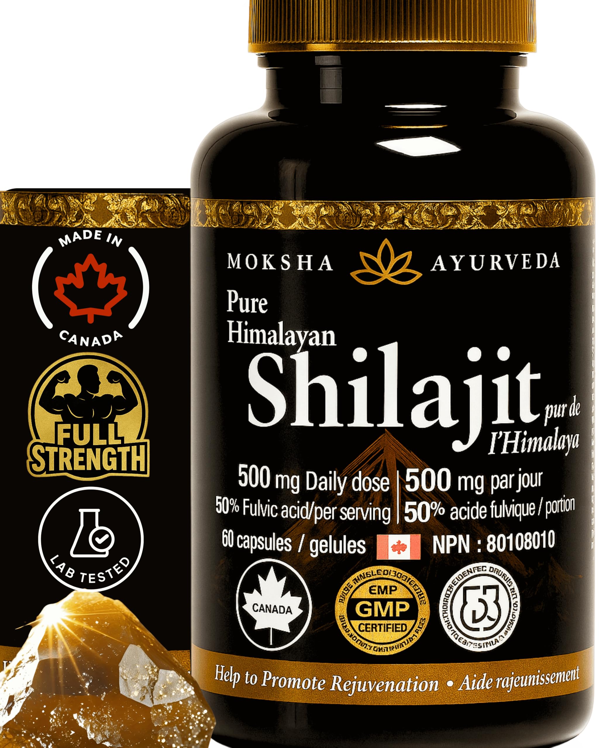 Greystone Tea Shilajit Ultra Gold vegan capsules for clean energy.