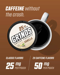 GRINDS Double Mocha coffee pouch can for chocolatey caffeine lift