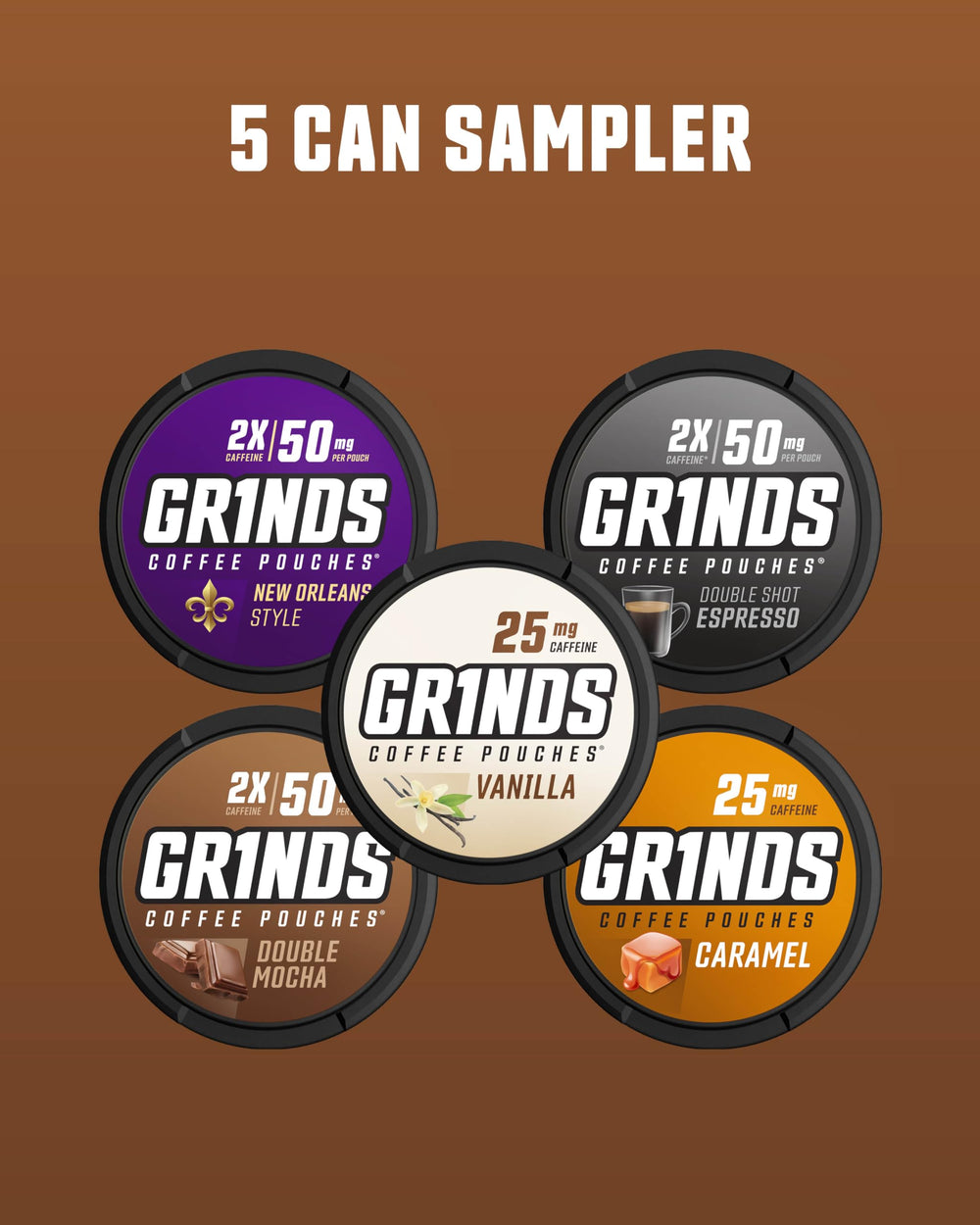 GRINDS New Orleans coffee pouch can with bold flavor and lift