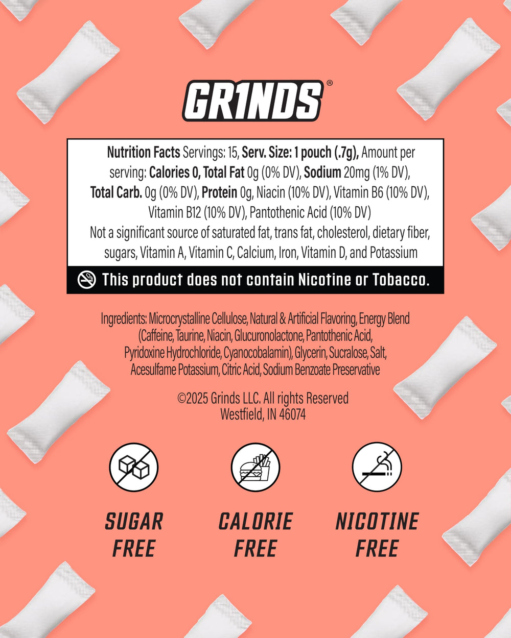 GRINDS Compact pocket-pack pouches fit easily in any bag.
