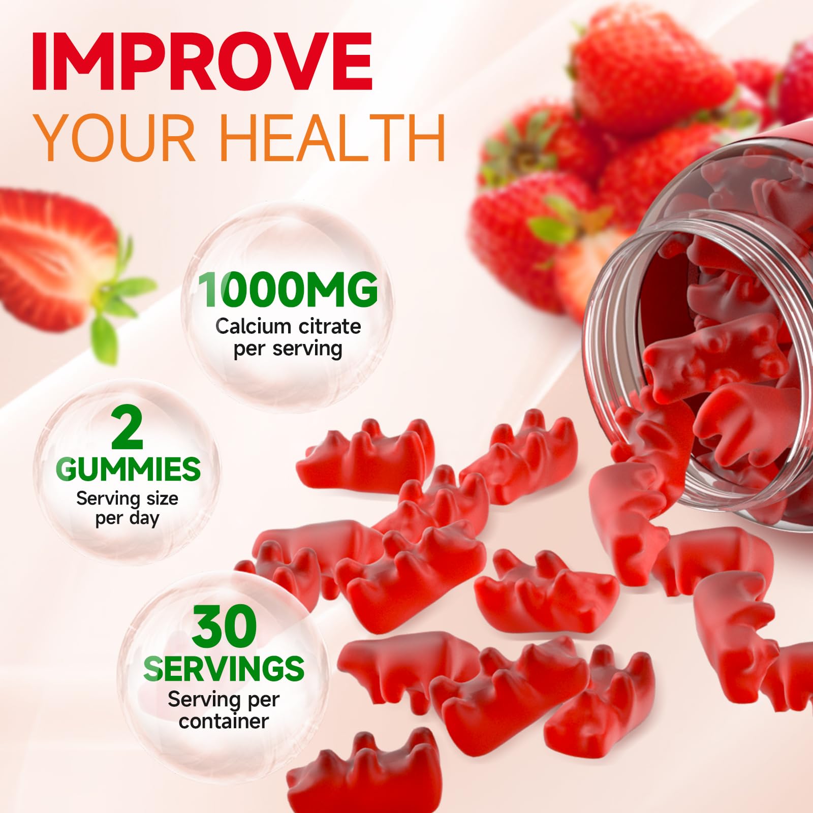 GrnLife calcium citrate gummies sugar-free formula shown on label