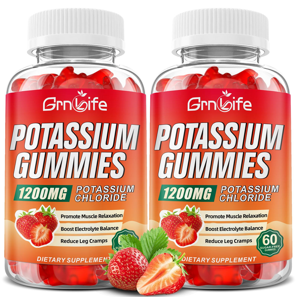 GrnLife Potassium Gummies bottle with 60 pieces for daily support