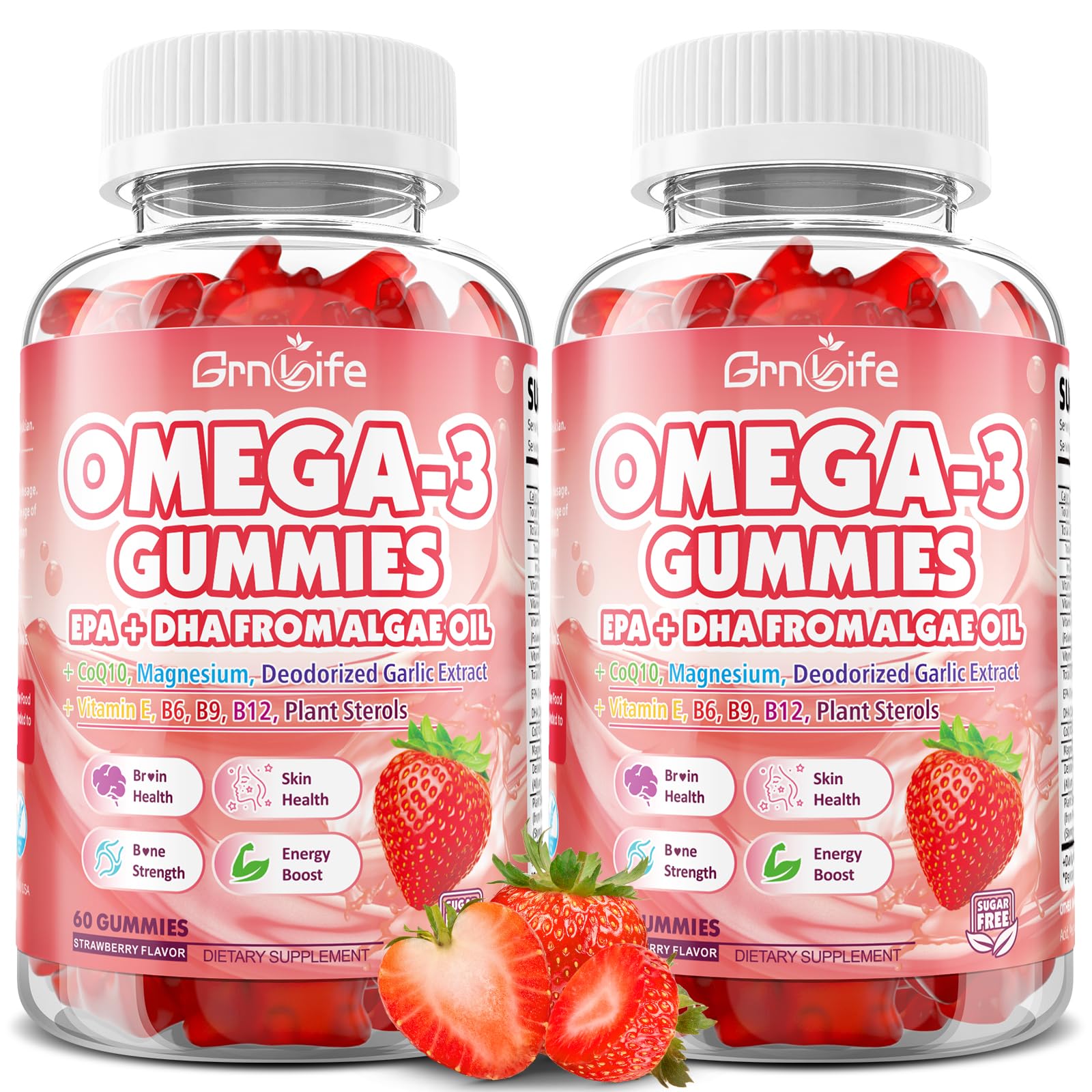 GrnLife vegan Omega-3 gummies bottle for clean, algae-based wellness support