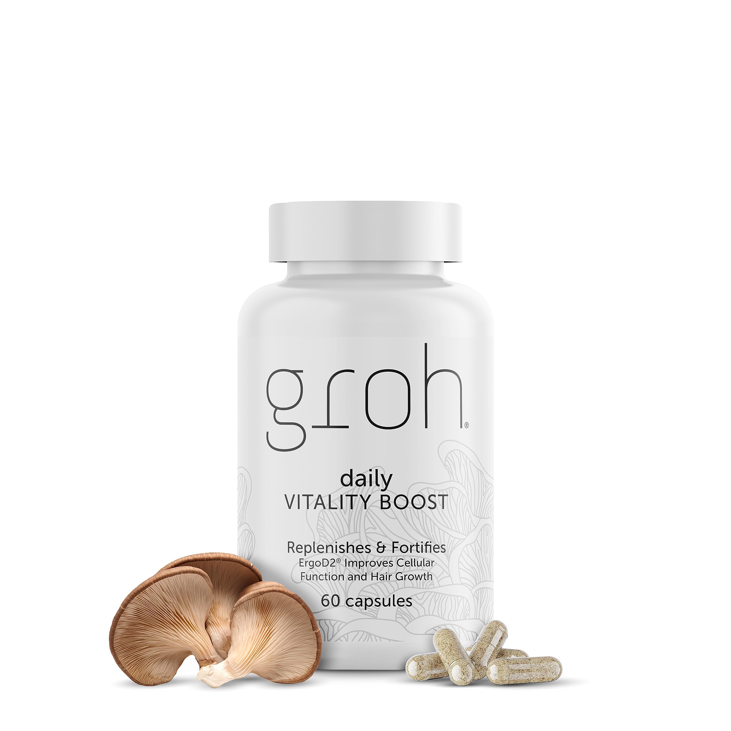 Groh Daily Vitality Boost bottle for daily hair health support.
