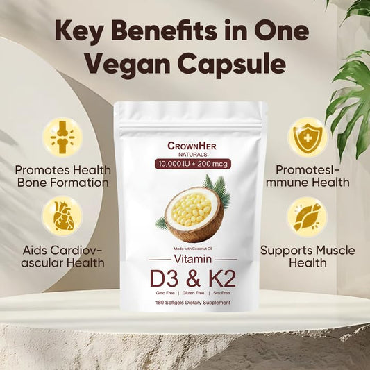 GROHESE Crown Her Naturals D3K2 capsules closeup shows softgel texture.