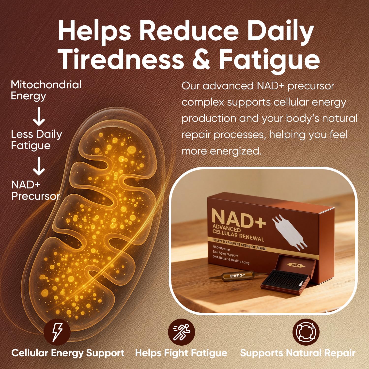 GROHESE NAD+ vials pack displayed for travel-friendly supplementation.