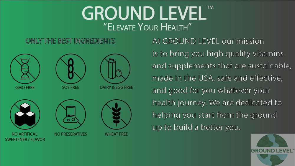 Ground Level Restful Sleep Formula on a nightstand hints at a peaceful evening ritual.