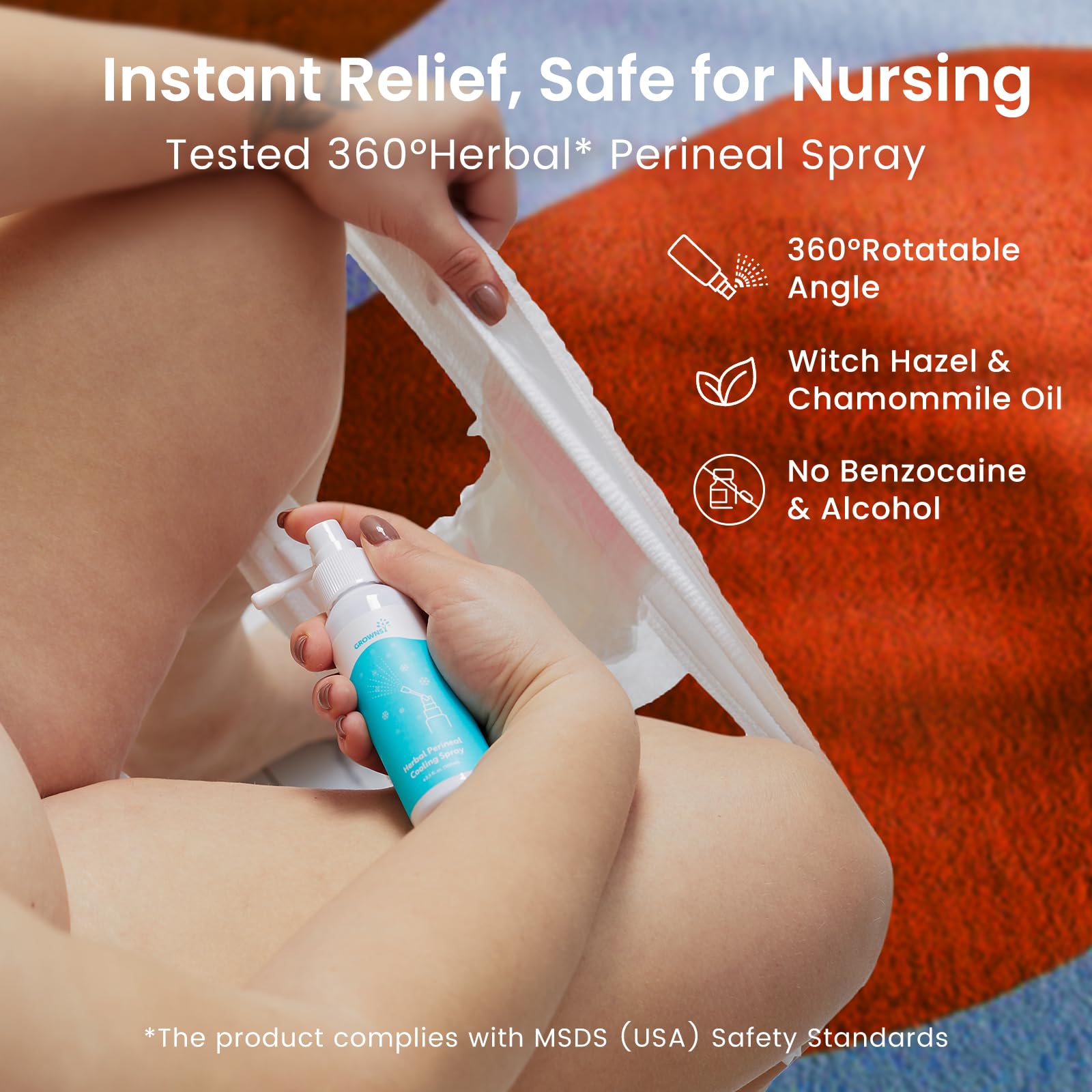 Grownsy perineal packs with sleeves for hygienic hot and cold relief.