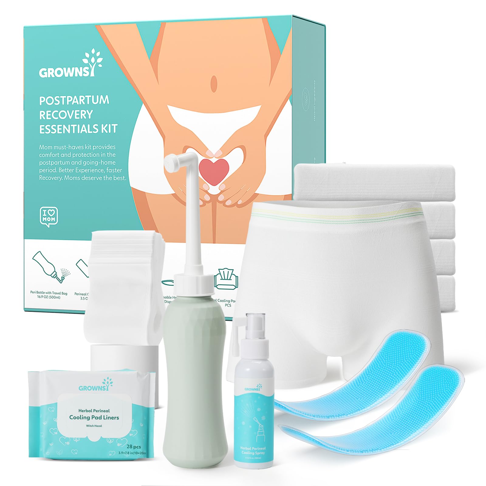 GROWNSY postpartum kit peri bottle angled spout for precise cleansing after delivery