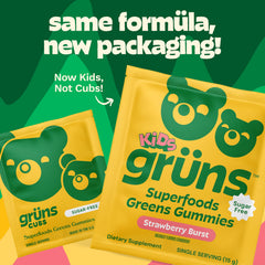 Grüns multivitamin kids on the go packaging enables convenient daily nutrition