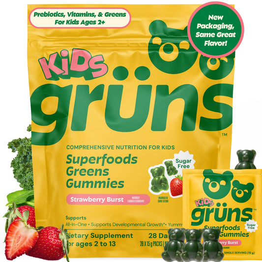 Grüns multivitamin kids bottle pour shows easy on the go nutrition with tasty gummies