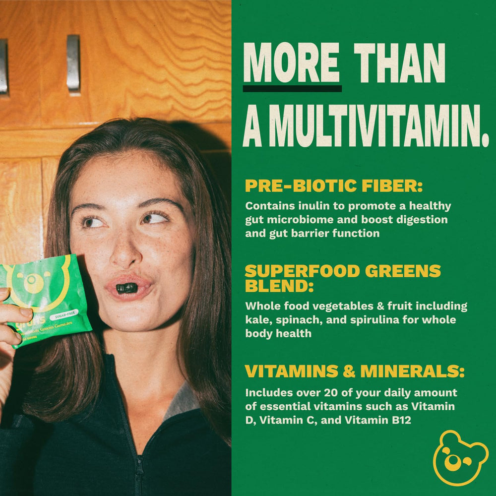 Grüns spirulina and chlorella label showcase natural greens ingredients