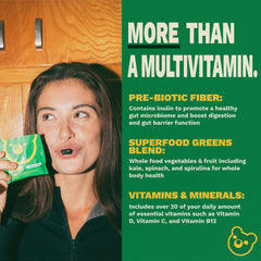 Grüns spirulina and chlorella label showcase natural greens ingredients