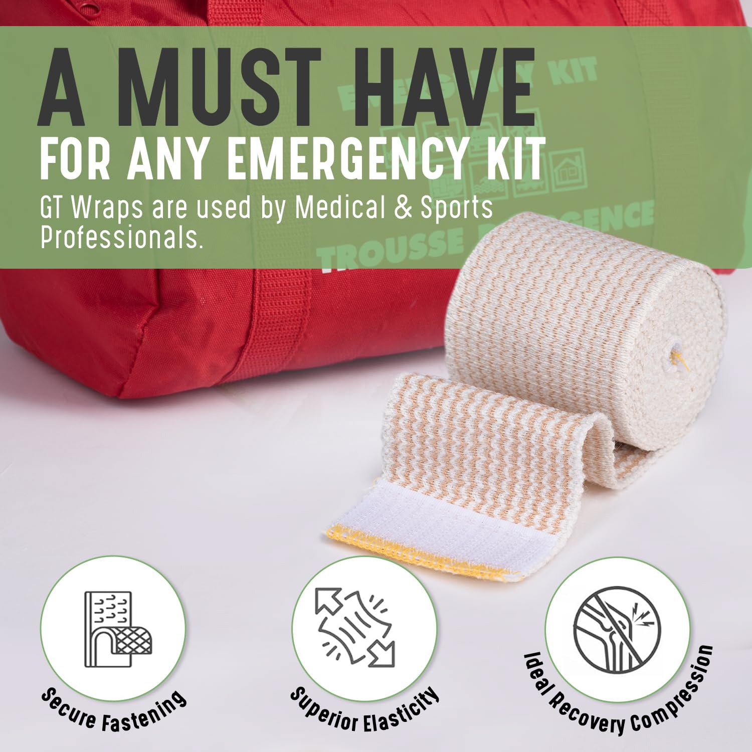 GT Bandage Wrap reusable and machine washable for everyday first aid readiness