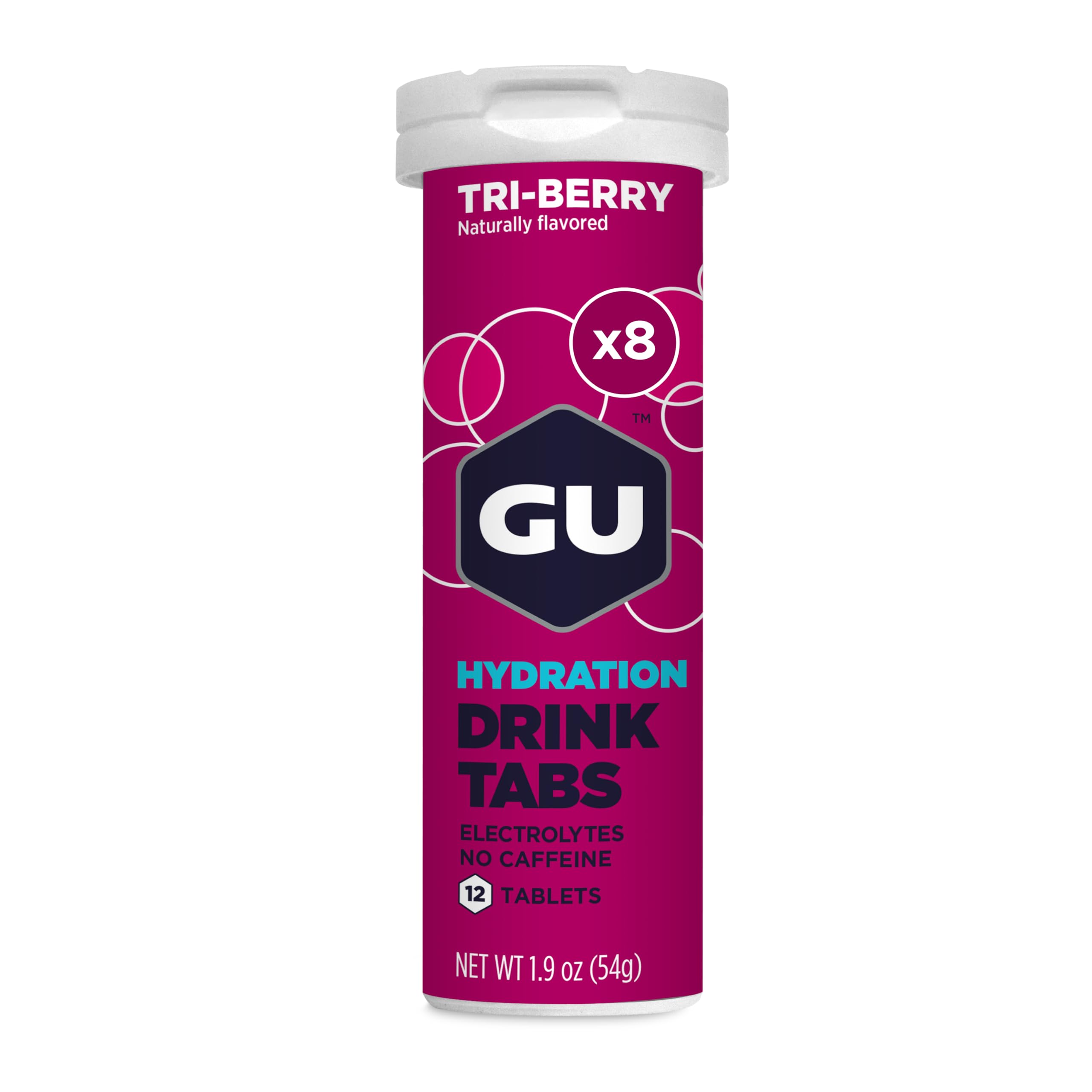 GU Energy Tri-Berry tablets dissolving in water for on-the-go hydration
