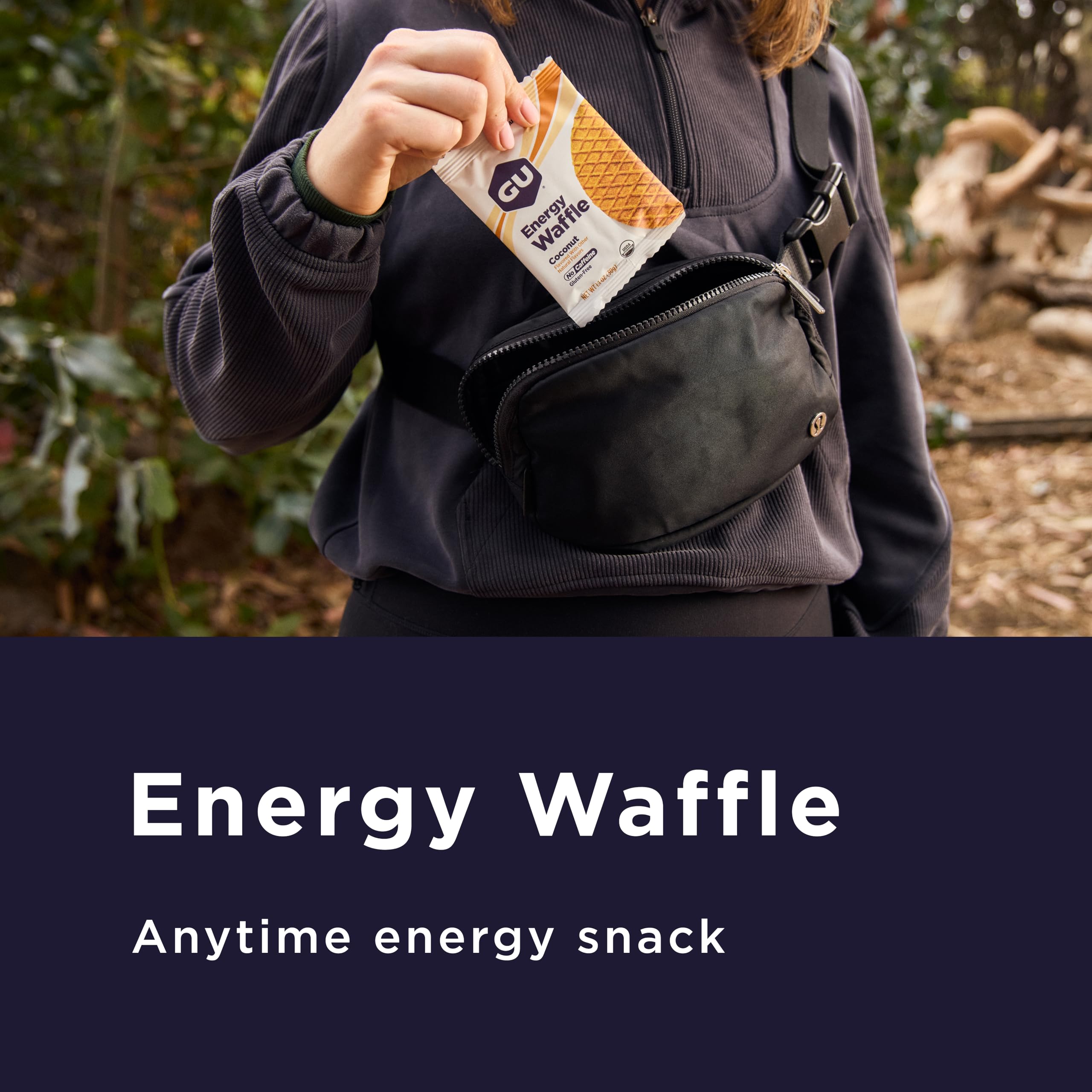 Close-up of syrup layer on GU Energy Waffle showing flavor and energy