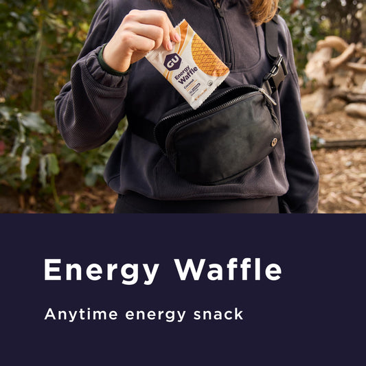 Close-up of syrup layer on GU Energy Waffle showing flavor and energy