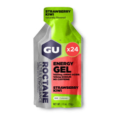 GU Energy Roctane gel packet close-up for on-the-go endurance fueling during runs.