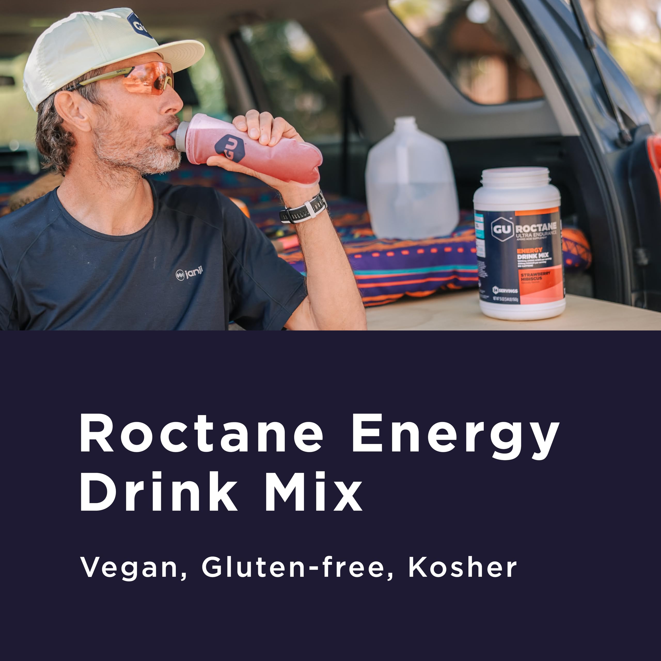 GU Energy Roctane nutrition label highlighting carbs and electrolytes