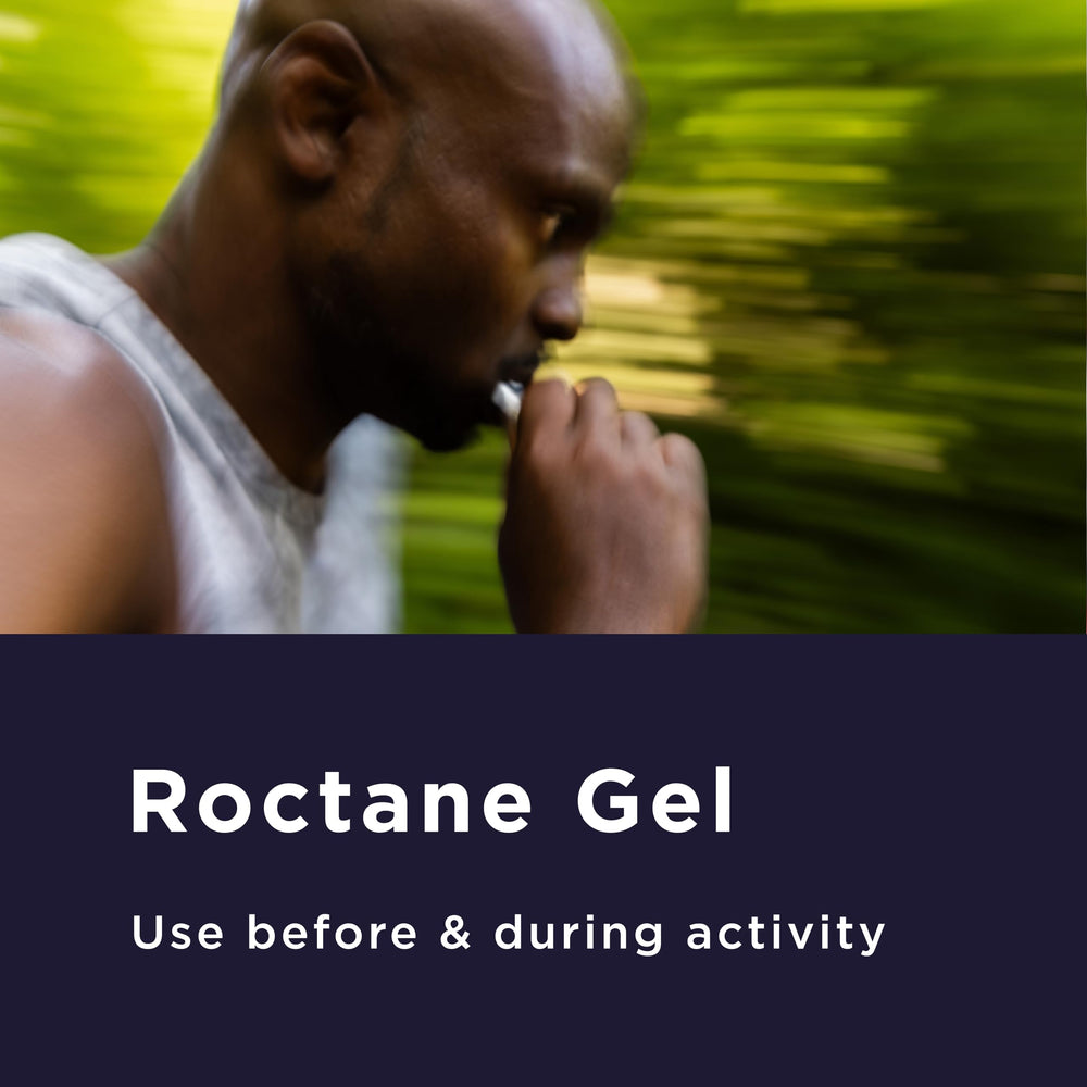 GU Energy Roctane Blueberry Pomegranate packet aids hydration and stamina.