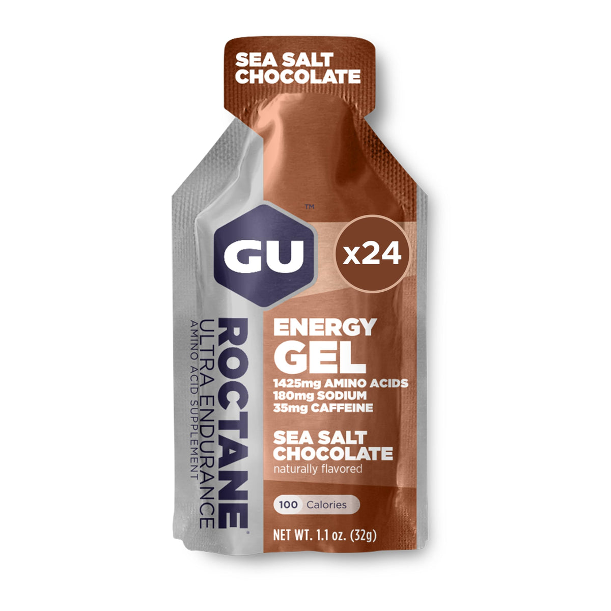 GU Energy Roctane sea salt chocolate packet for sustained endurance fueling