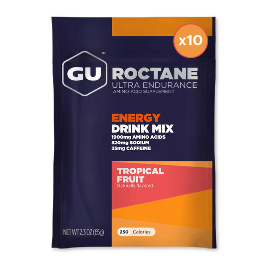 GU Energy Roctane Tropical Fruit packet for on-the-go endurance fueling.