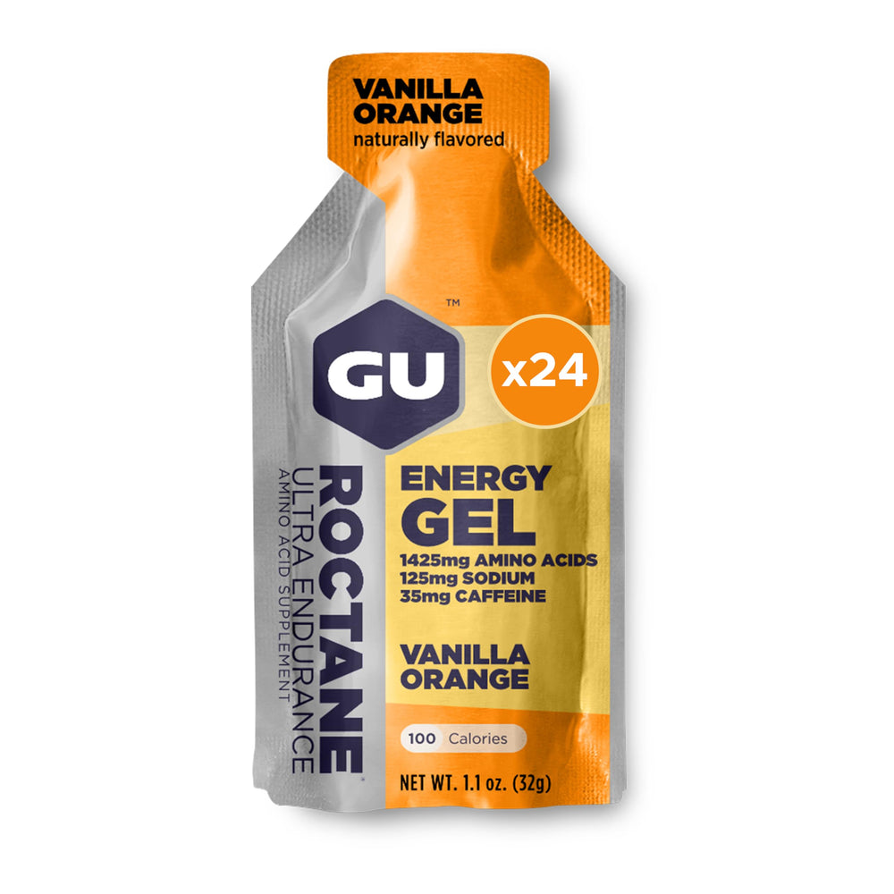 GU Energy Roctane Vanilla Orange gel packet for endurance fueling