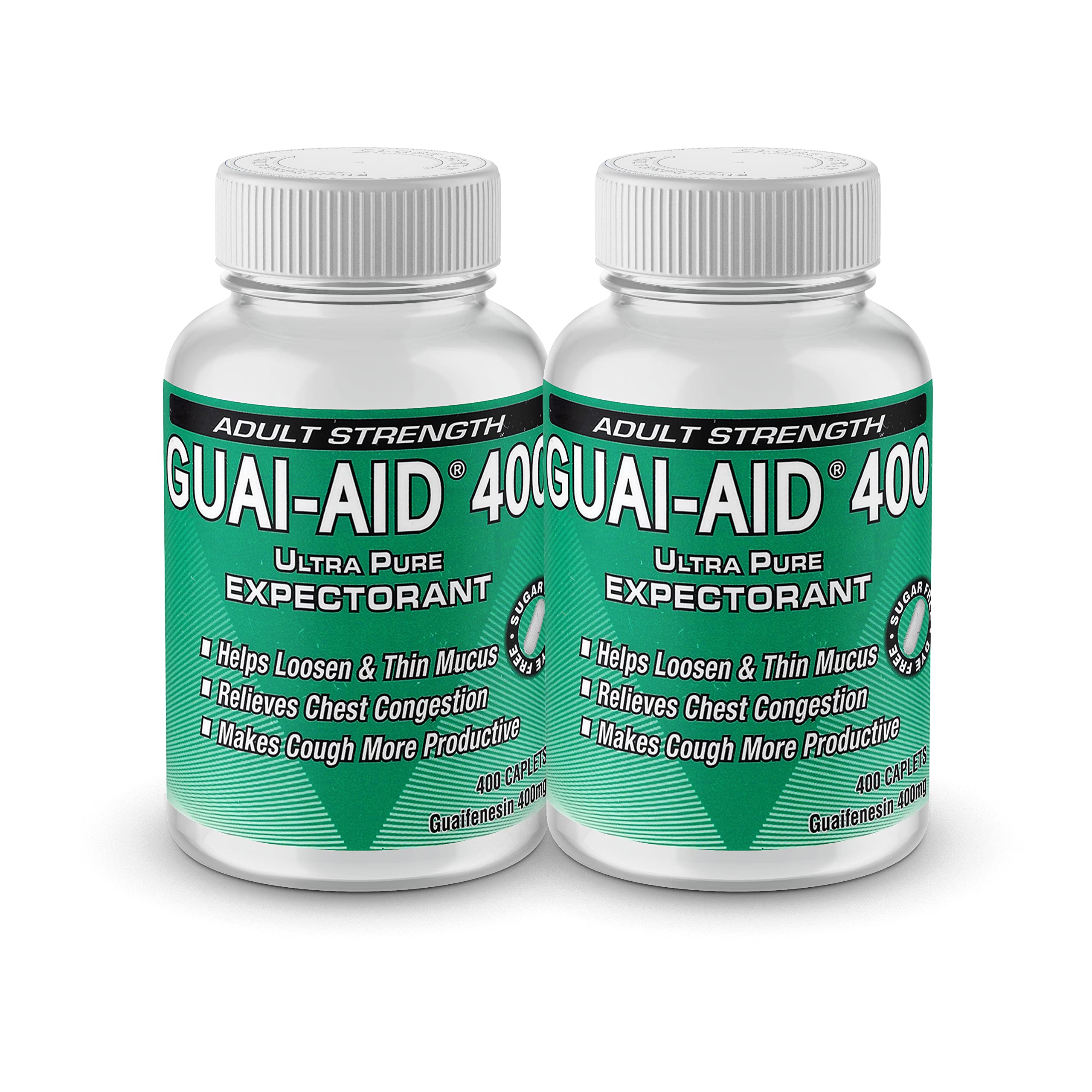 GUAI-AID 800 bottle front displaying dye-free mucus relief support.