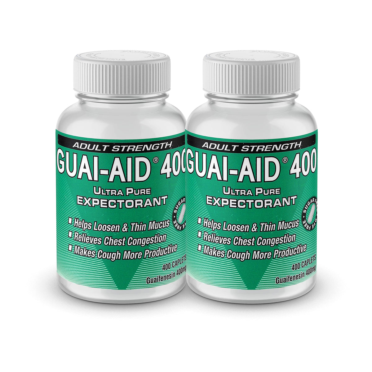 GUAI-AID 800 bottle front displaying dye-free mucus relief support.