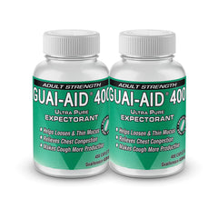 GUAI-AID 800 bottle front displaying dye-free mucus relief support.