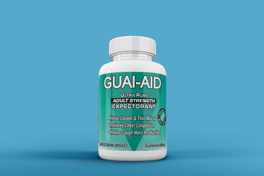 Guai-Aid bottle and capsules close-up with compact design for storage.