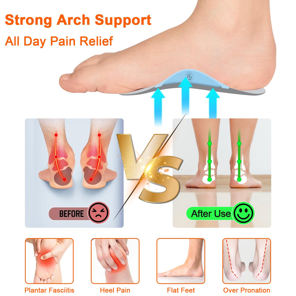 Close-up of Guamar three-height adjustable arch insoles supporting growing feet.