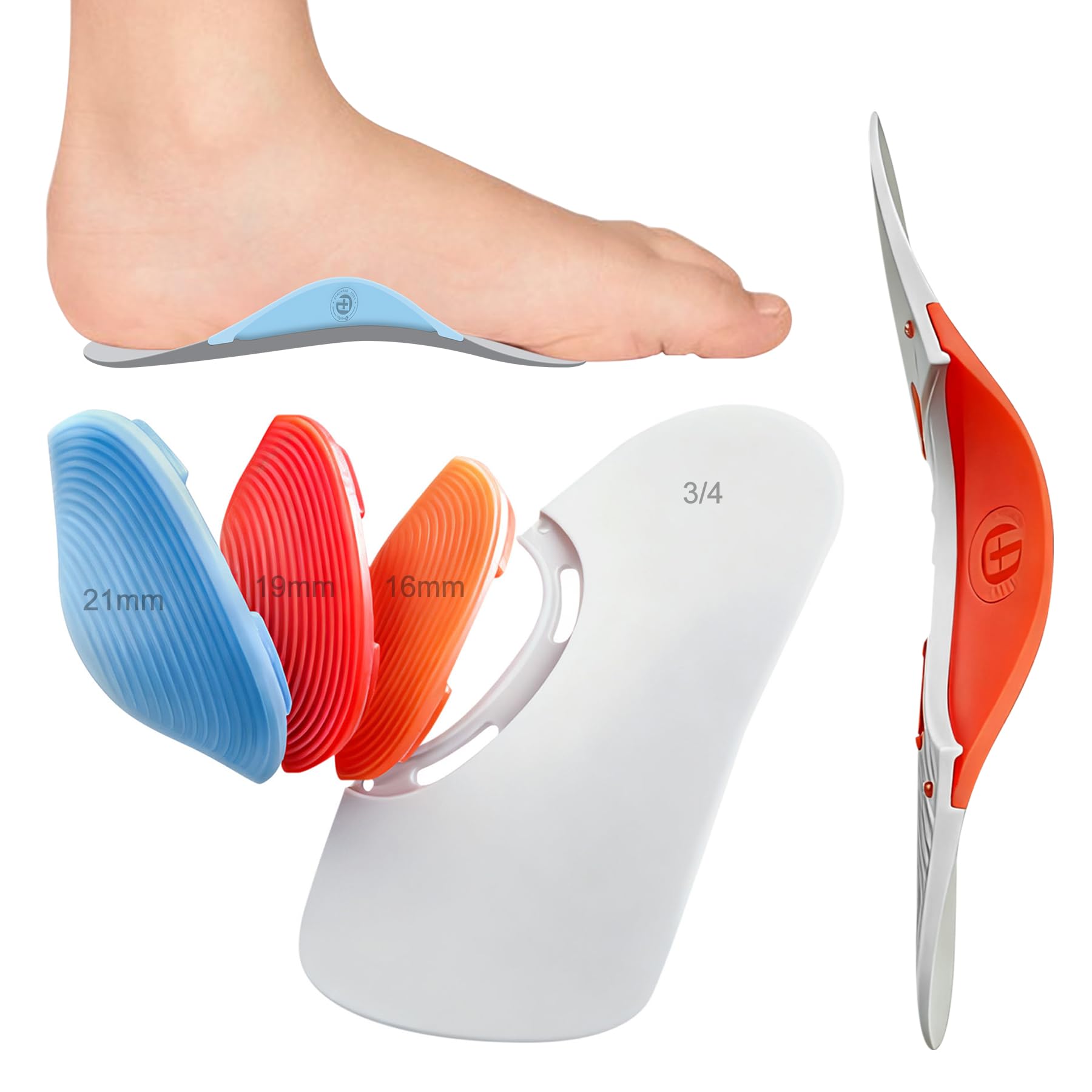 Guamar removable arch support inserts for kids in packaging with adjustable height for growing feet.