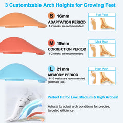 Guamar inserts with adjustable heights illustrate arch customization for kids