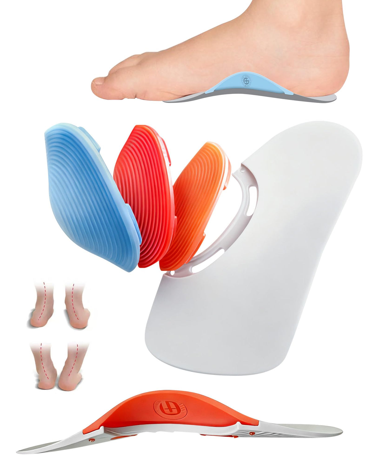 Guamar arch support insert close-up showing biomimetic arch for growing feet