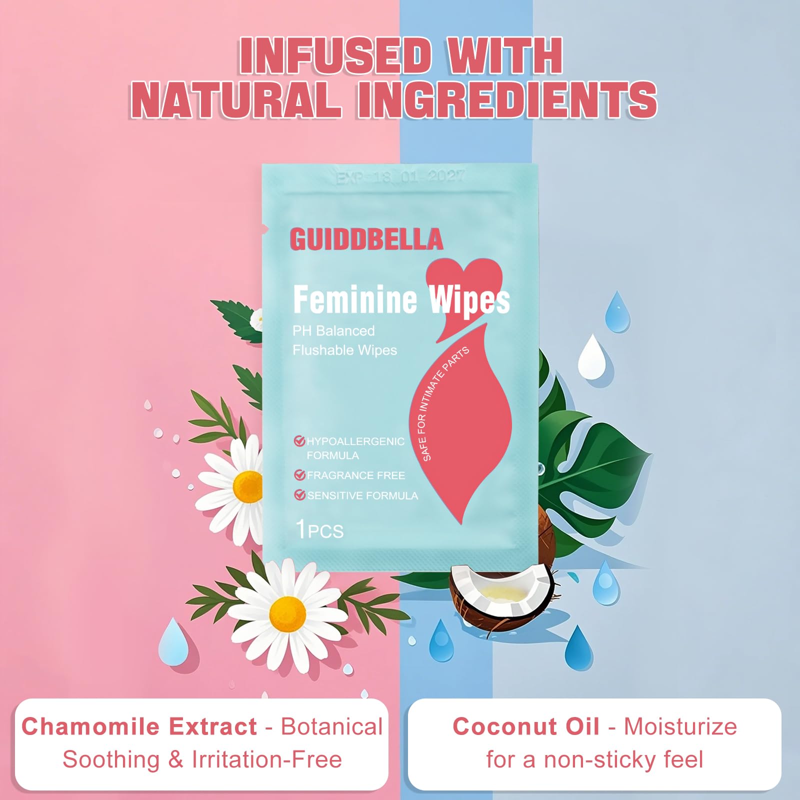 GuidDBella wipes with flushable design for travel and discreet cleansing