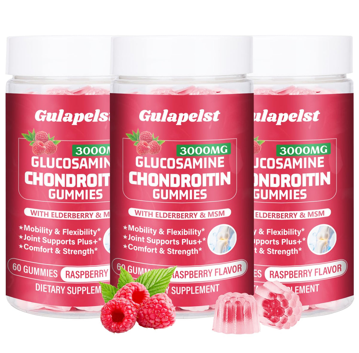 Gulapelst glucosamine chondroitin gummies bottle promoting joint support potential