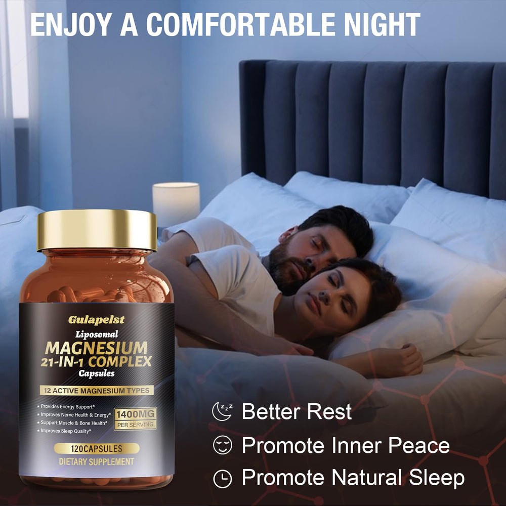 Gulapelst packaging shows ashwagandha and CoQ10 visuals hint at balanced vitality.