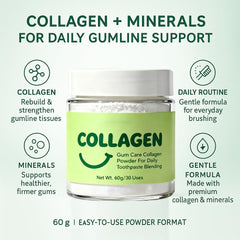 Guliqi collagen tooth powder packaging highlights mineral-rich formula for resilient gums.