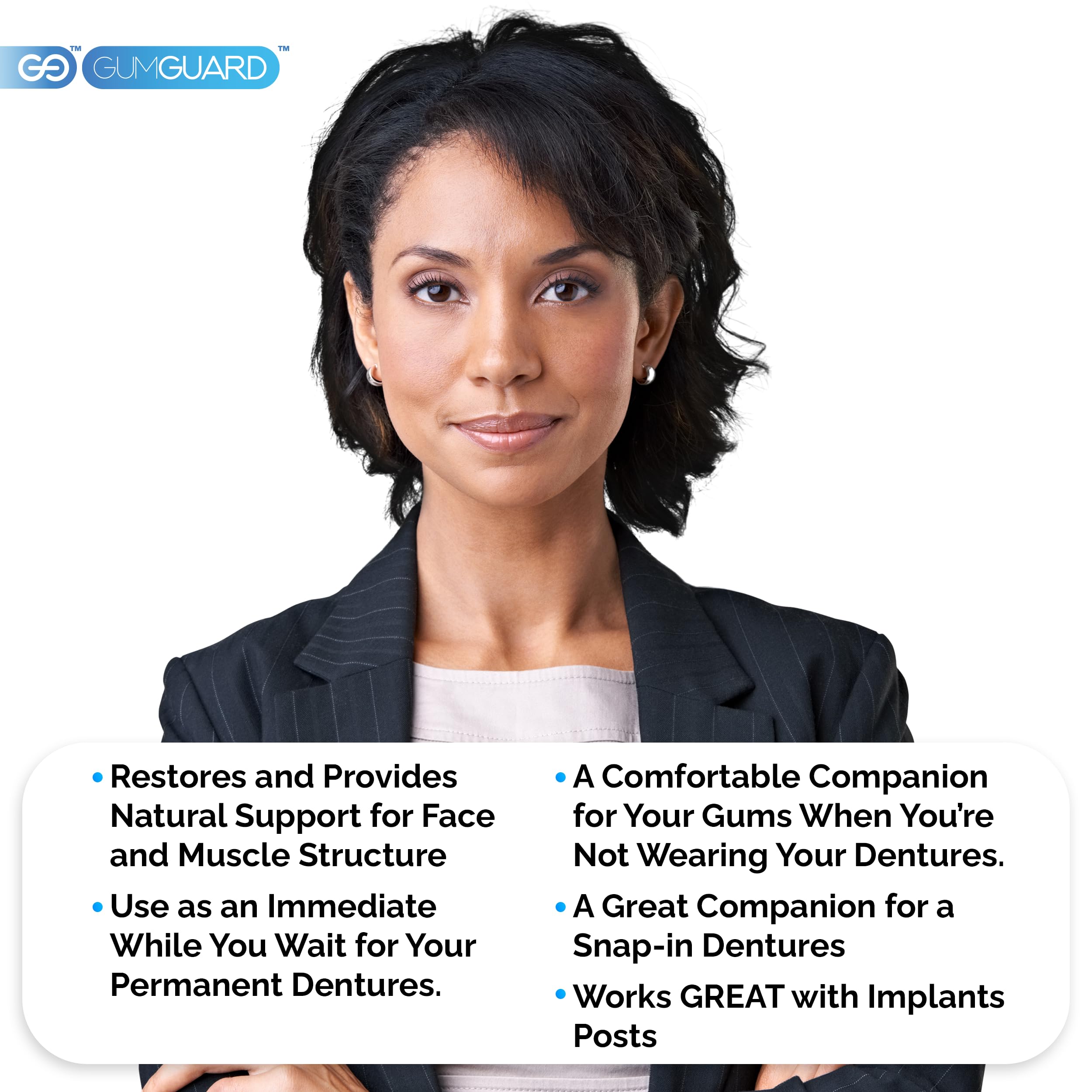 GumGuard PRO design minimizes grinding impact for dentures.