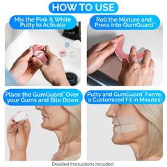GumGuard PRO white and pink denture set designed for dentures and implants.