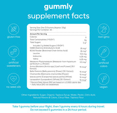 Open pouch of Gummly travel gummies ready for transit and time zone ease