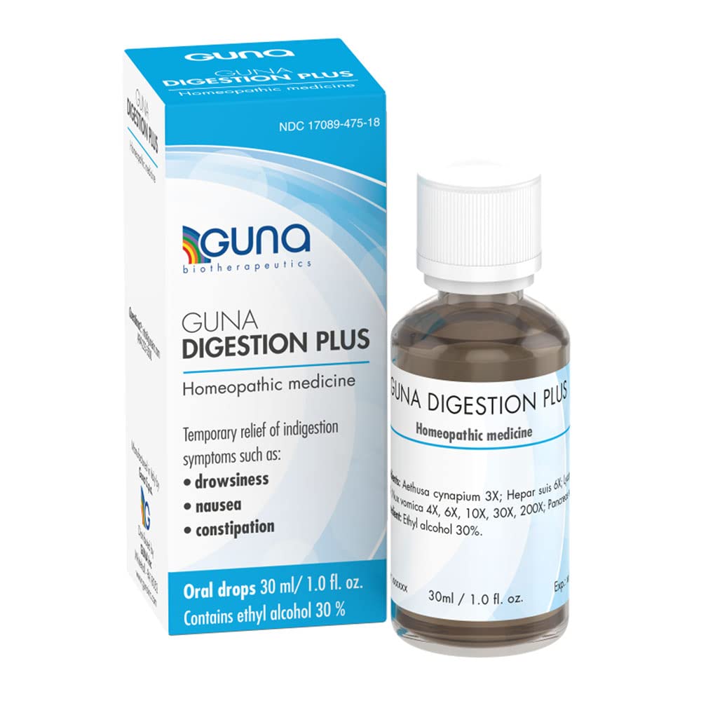 GUNA Digestion Plus bottle with dropper for easy dosage and gentle support.