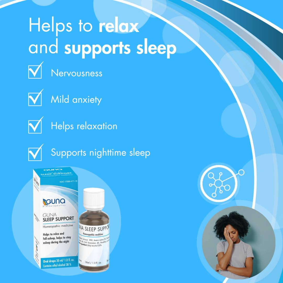 Back of GUNA Sleep Support bottle showing compatibility with other medications