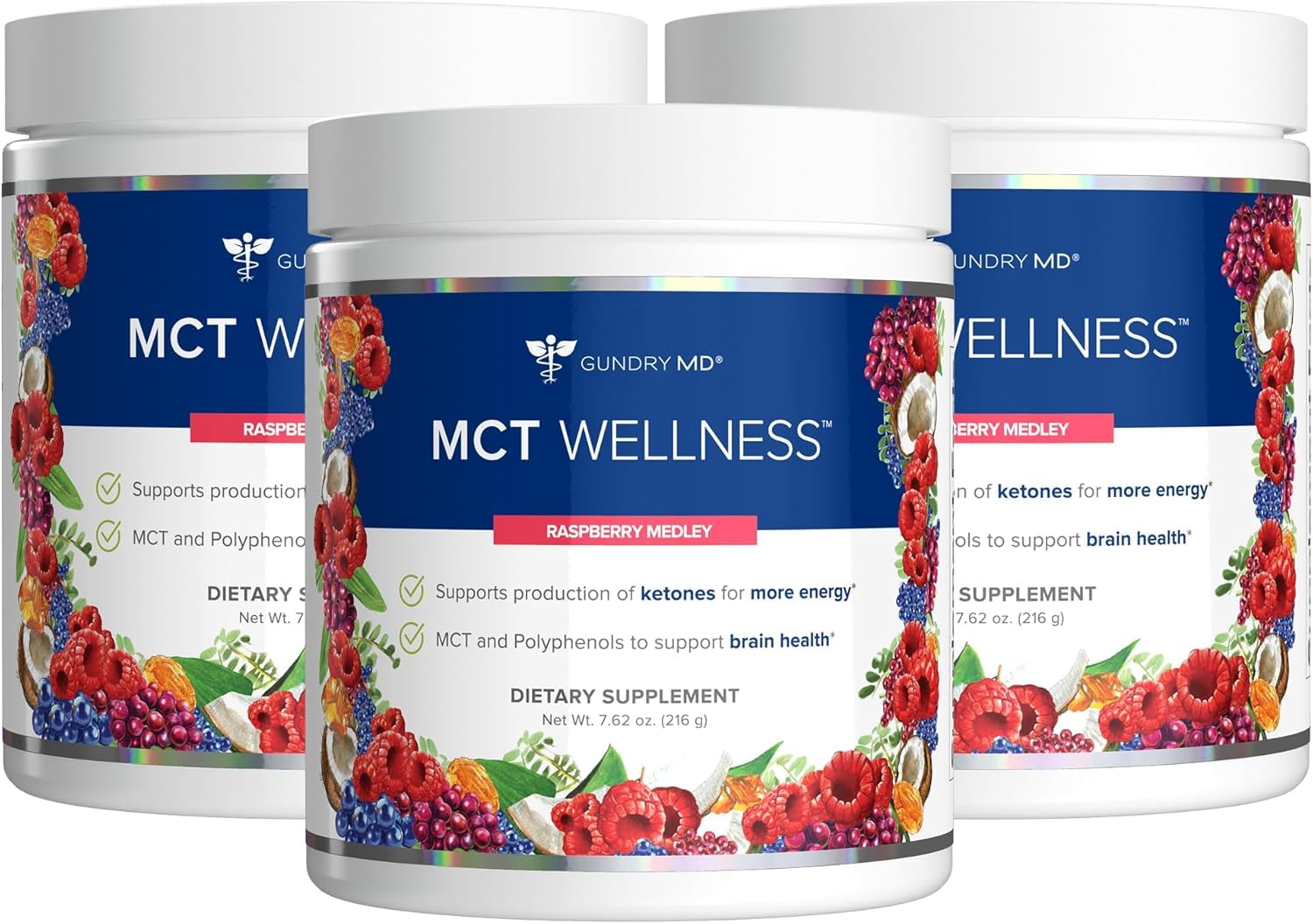 Gundry MD MCT Wellness Powder tub front view supporting energy and keto-friendly nutrition