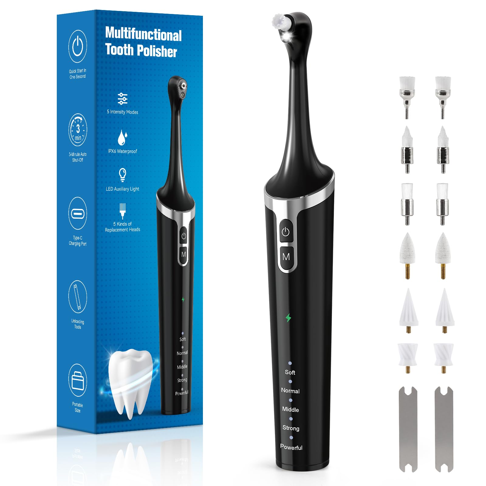 GUPAY Tooth Polisher with LED front light for precise cleaning