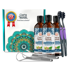 GuruNanda Advanced Oil Pulling Mouthwash bottle for fresh breath
