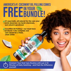 GuruNanda Cocomint oil pulling feature highlights deep-clean breath.