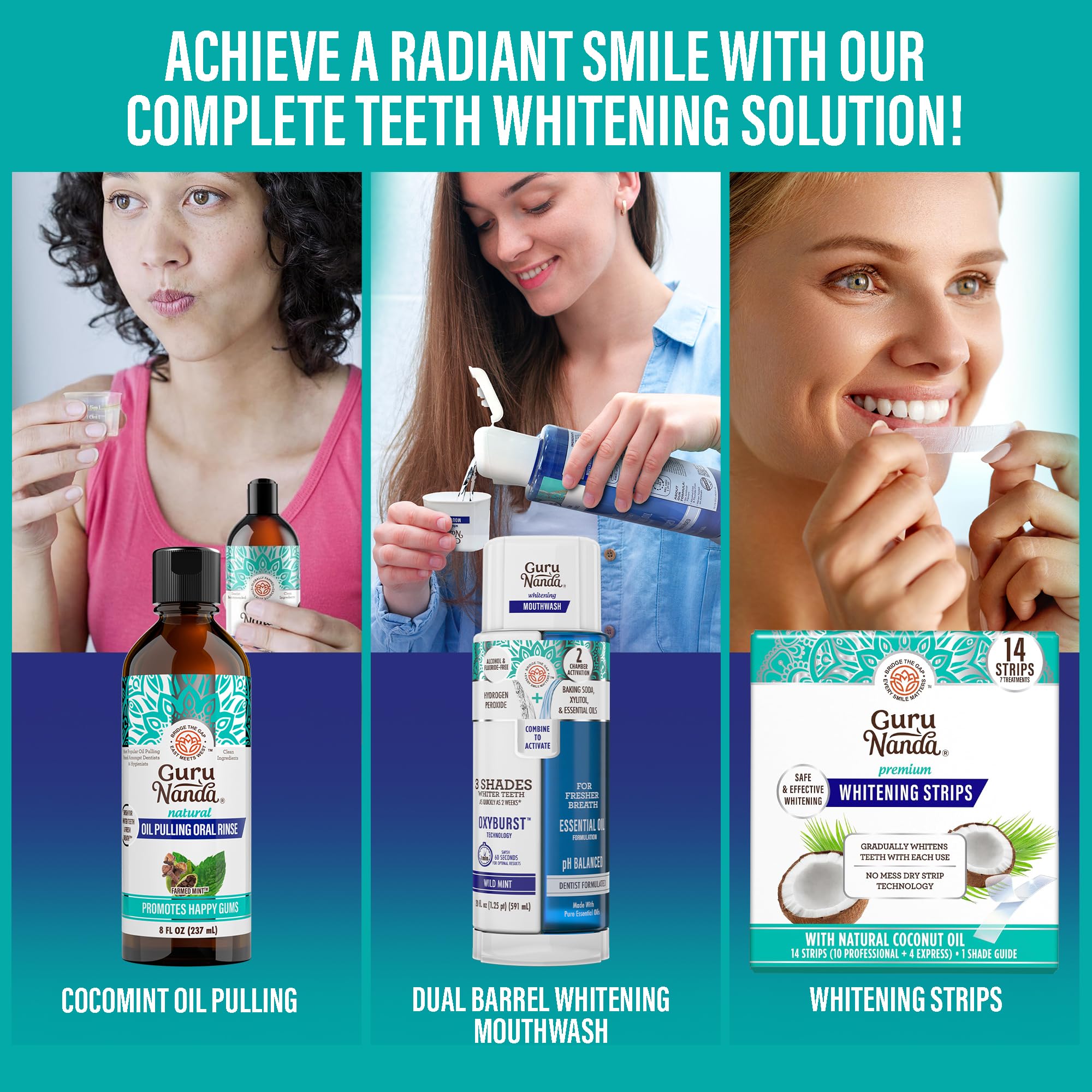 GuruNanda cocomint oil pulling sachets for on-the-go freshness